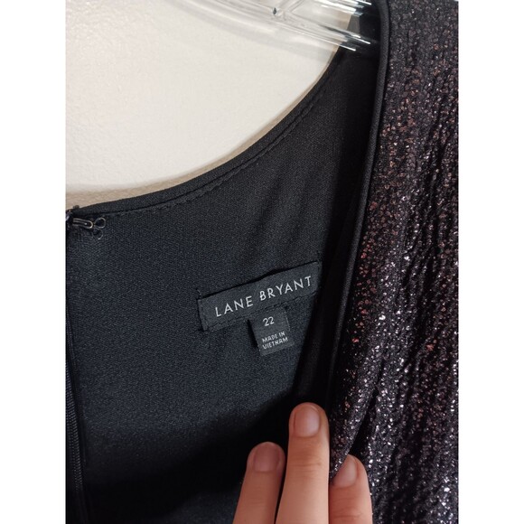 Lane Bryant Pink Ombre Metallic Dress V Neck Sz 22 - Picture 2 of 6